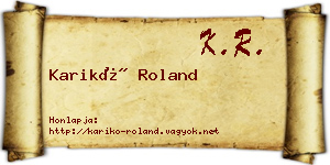 Karikó Roland névjegykártya