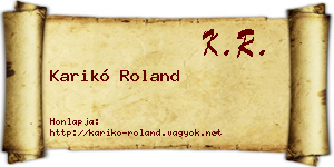 Karikó Roland névjegykártya
